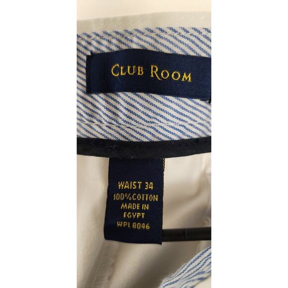 Club Room Men’s Flat Front White Chino Shorts size 34 inseam 10" - Picture 5 of 7
